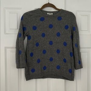 Garnet Hill Cashmere Swing Sweater with Polka Dots and 1/2 sleeves